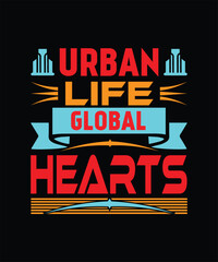 Urban city heart typography with vibrant colors for street culture lifestyle art