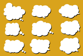 Set of vector speech bubble labels. Retro color special offer design elements, chat emblem, black callout