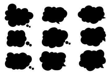 Set of vector speech bubble labels. Retro color special offer design elements, chat emblem, black callout