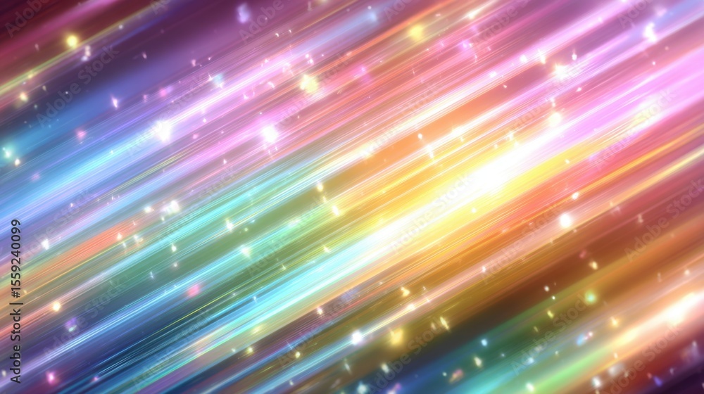 Aufkleber this vibrant artwork features streaks of colorful light moving diagonally across the canvas, creatin