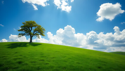 Obraz premium Lone Tree on Green Hill