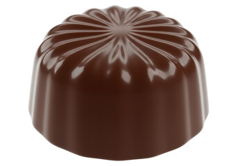 Isolated Decadent Dark Chocolate Candy with Floral Design