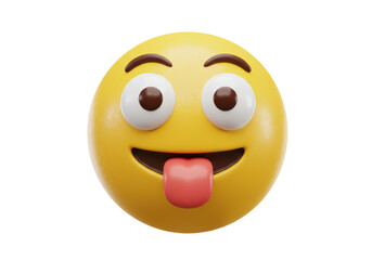 Isolated Playful Emoji with Tongue Sticking Out
