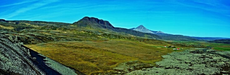 Fototapeta premium Iceland-panoramic view of landscape from Grabrok Crater
