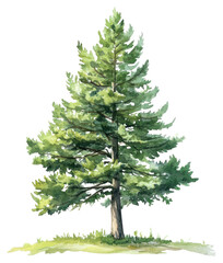 Fototapeta premium PNG Green Swiss pine tree illustration watercolor evergreen.