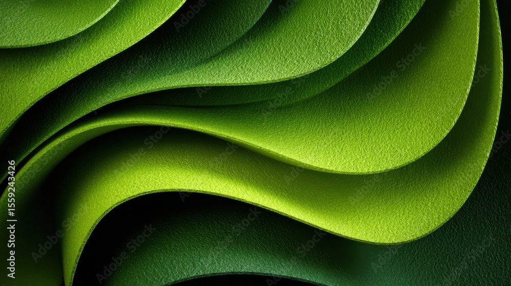 Aufkleber this artwork features a series of smooth, wavy shapes in various shades of green, creating a visuall