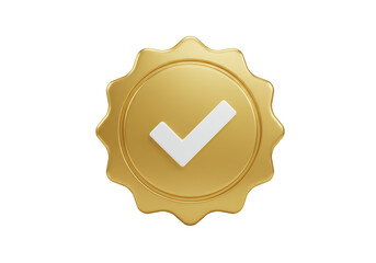 Isolated Golden Seal with White Checkmark