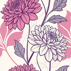 seamless pattern with dahlia flowers