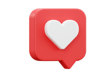 Isolated Red Speech Bubble with White Heart Icon