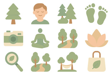 Nature and wellness icons vector illustration - eco-friendly design for posters and cards in flat style