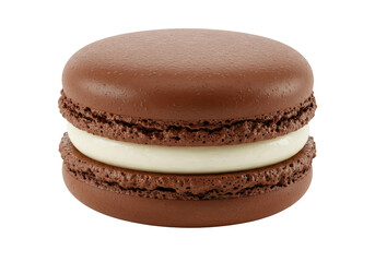 Isolated Chocolate Macaron with Cream Filling