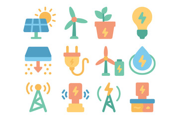 Renewable energy icons vector illustration for green technology design in flat style