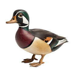 Obraz premium A detailed wooden duck decoy a colorful bird carving a handcrafted wildlife model