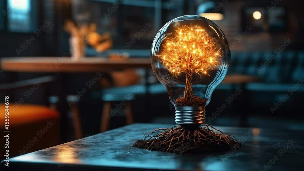 Poster bulb with tree inside