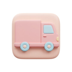 Adorable Pink Delivery Truck Icon Cute Cartoon Transportation Illustration