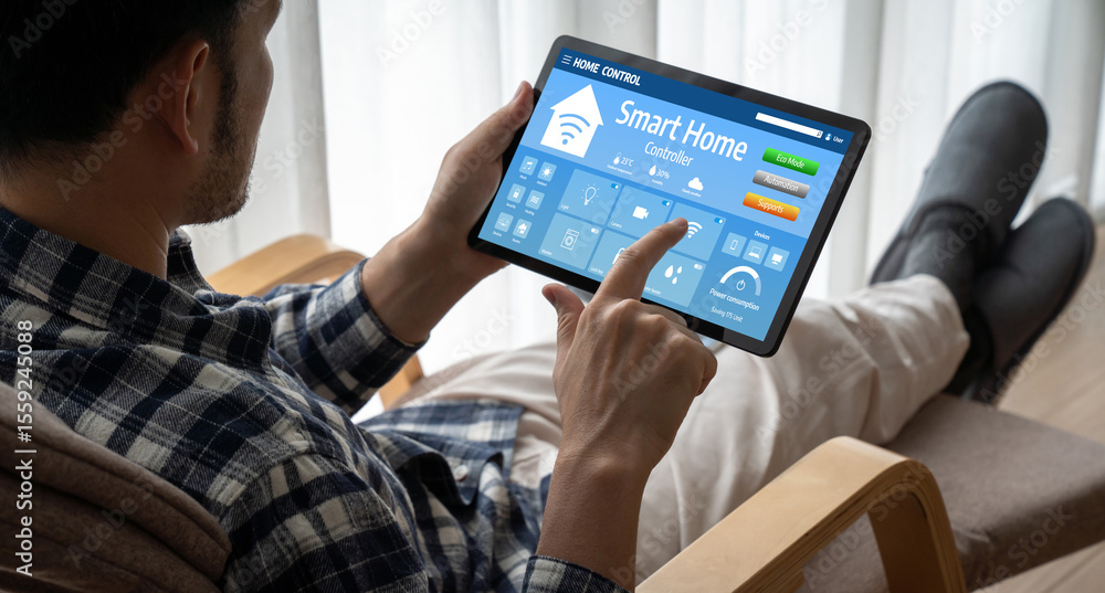 Poster smart home technology, centric remote control system with digital dashboard for air conditioning, sa