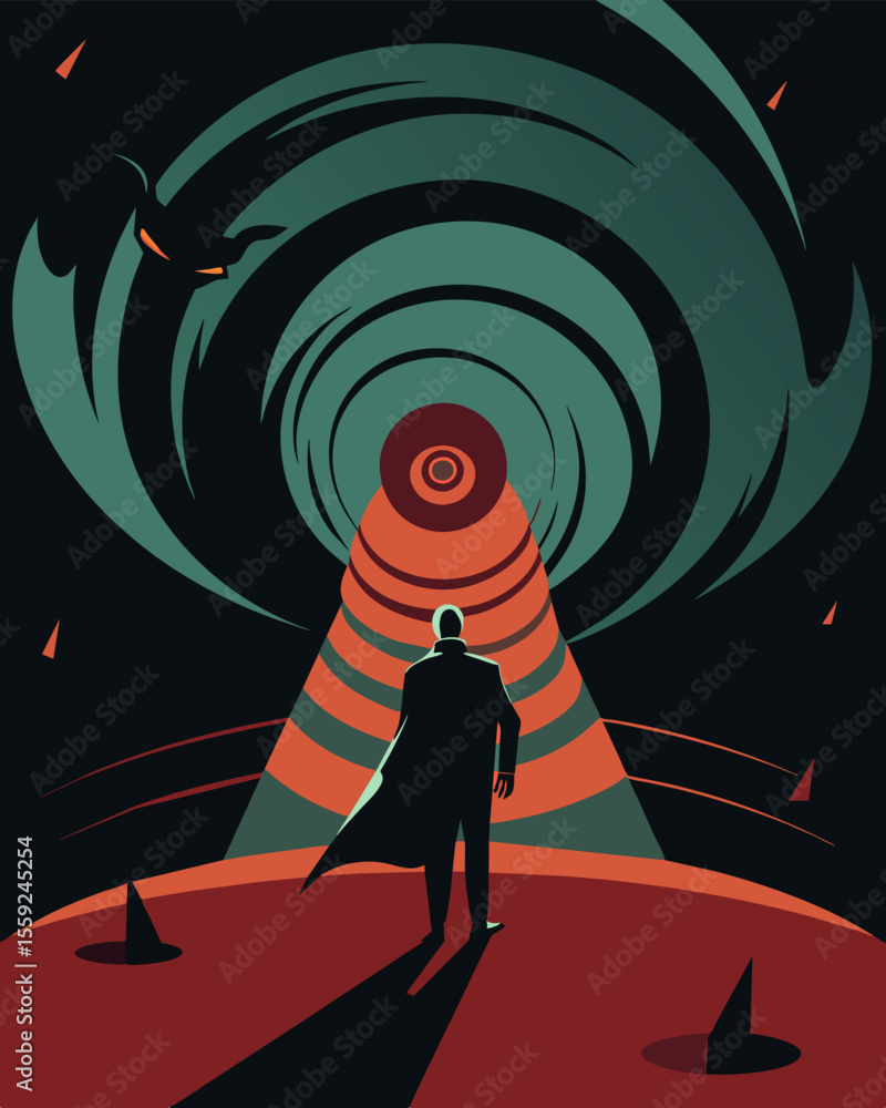 Poster harsh words and insults swirl a the shadows creating a menacing vortex that engulfs the lone figure.