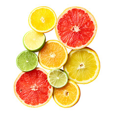 Citrus fruits arrangement vibrant colors isolated on a transparent background
