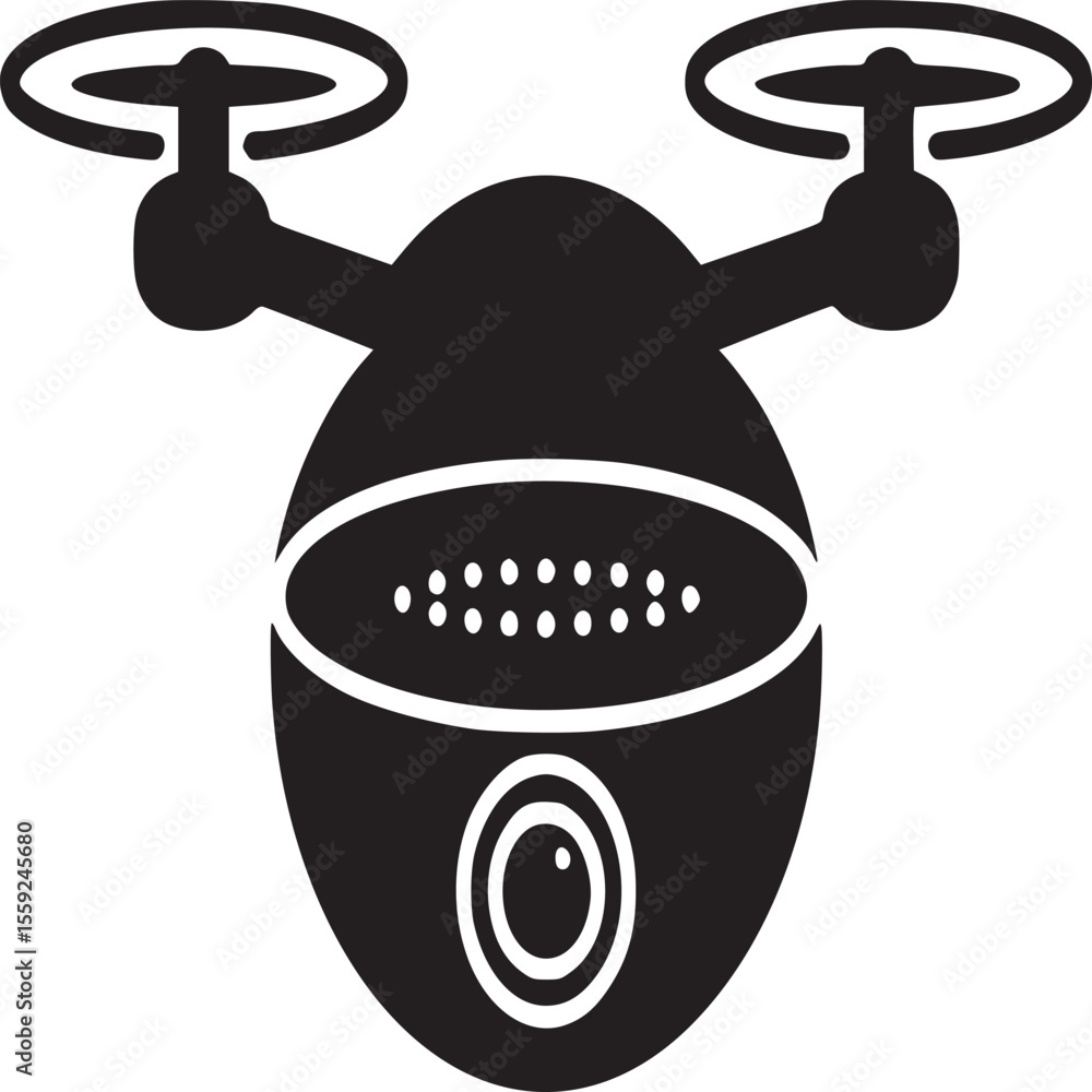 Poster isolated black drone icon with two propellers and a camera on a white background vector image