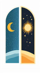 Naklejka premium an elegant minimalist flat design illustration showcasing a perfectly balanced composition of shapes and colors creating a serene and visually appealing environment for modern aesthetics