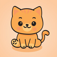 Kawaii Cute Orange Kitten Vector Illustration – Hand Drawn Style