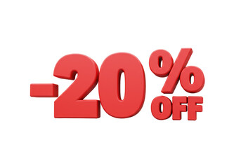 Isolated Twenty Percent Off Red Discount Sign