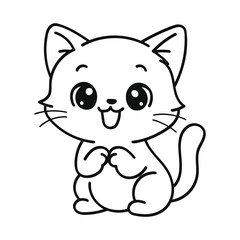 Kawaii Cartoon Puppy Holding Book While Sitting. Hand drawn Coloring Page Illustration