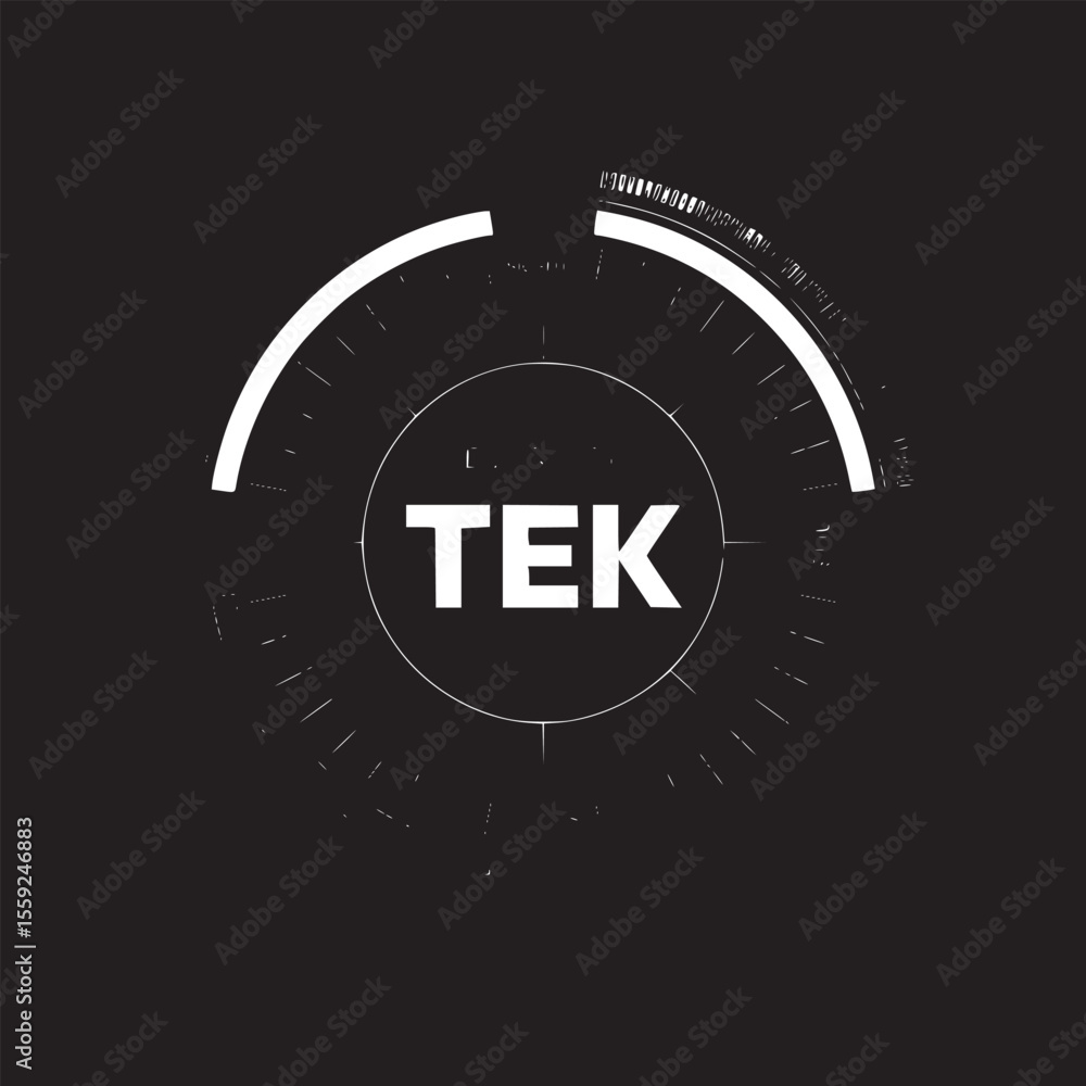 Aufkleber circular interface displaying ditrich tek with segments in blue green and red on black background