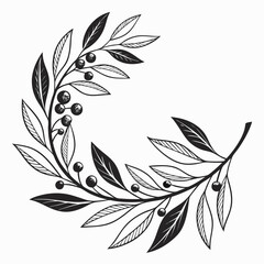 Elegant black laurel wreath silhouette a symmetrical decorative element for awards and achievements