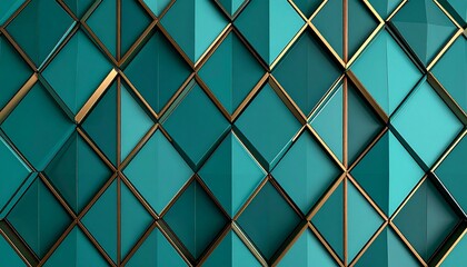 Bold Art Deco Geometric Design in Muted Teal and Gold Accents

