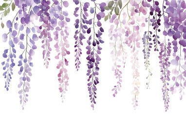 Watercolor Wisteria Clip Art Set, simple, minimalist, clip art style isolated on a transparent background