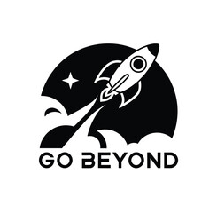 Obraz premium Go beyond logo design icon vector in black color with white background.