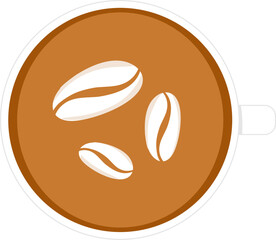 Coffee latte art illustration. Hot drink clipart