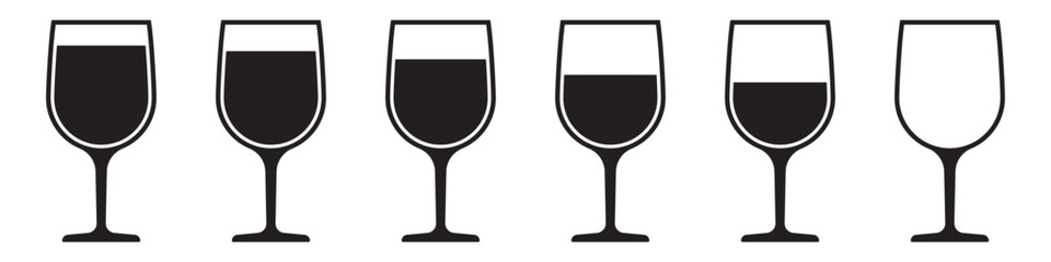 Wine glass icon. Wine glass icons set.