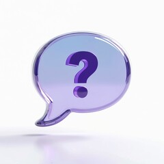3D message speech bubble with question mark. FAQ symbol concept. Online survey. Chatbot with help support on white background. Client questions concept. Generative AI.