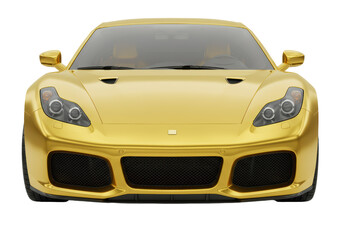Isolated Shiny Golden Sports Car on White Background