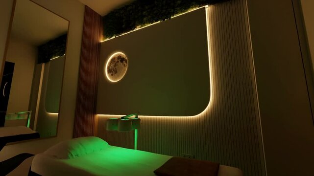 Sala de estar moderna con decoraci&oacute;n neutra, iluminaci&oacute;n c&aacute;lida y estilo mediterr&aacute;neo. Espacio acogedor y elegante ideal para interiorismo."
