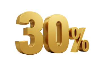 Isolated Golden 30 Percent Sign for Promotion
