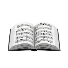 Obraz premium Open sheet music book with musical notes and staff lines