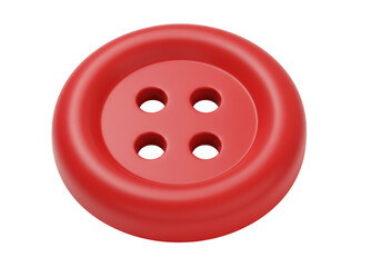 Isolated Bright Red Four Hole Sewing Button