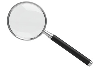 Isolated Magnifying Glass with Black Handle for Detailed Examination
