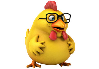 Isolated Cartoon Chicken with Glasses and Arms