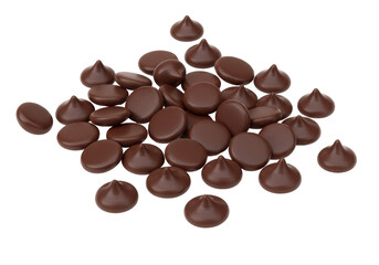 Isolated Puddle of Miniature Dark Chocolate Chips