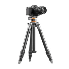 Hyperrealistic 3D render of a camera tripod, isolated on transparent background .