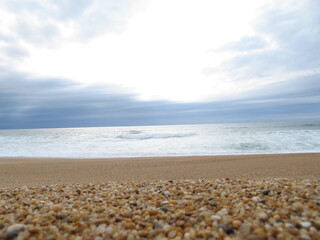 beautiful sandy beach summer lonely sea waves sky vacation tranquility relaxation