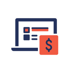 Fototapeta premium Minimalist laptop with payment icon in modern flat design 