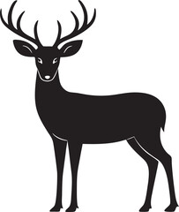 Elegant Silhouette of a Majestic Deer Standing Gracefully in a Forest Setting A Symbol of Wilderness and Nature's Beauty