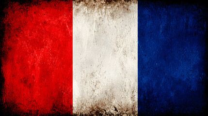 Distressed French Flag Grunge Texture Background for Patriotic and Vintage Designs