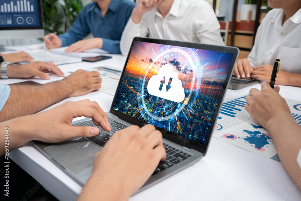 Aufkleber Cloud computing software for brisk remote work and personal data storage