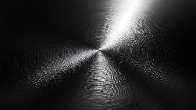 Dark polished metal texture shiny circular pattern industrial design abstract background material - Powered by Adobe